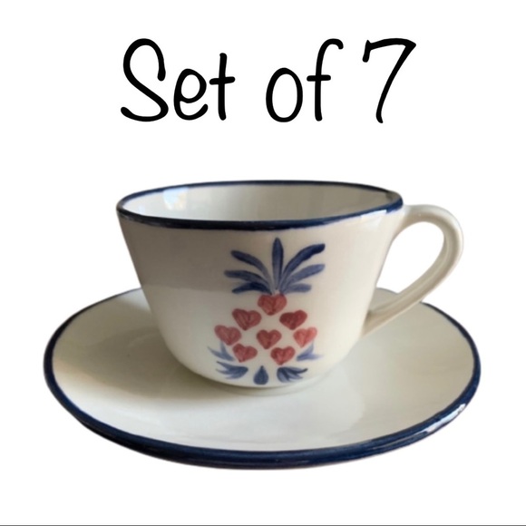 Set of 7 N.S. Gustin Co pineapple cup and saucer - Picture 1 of 11